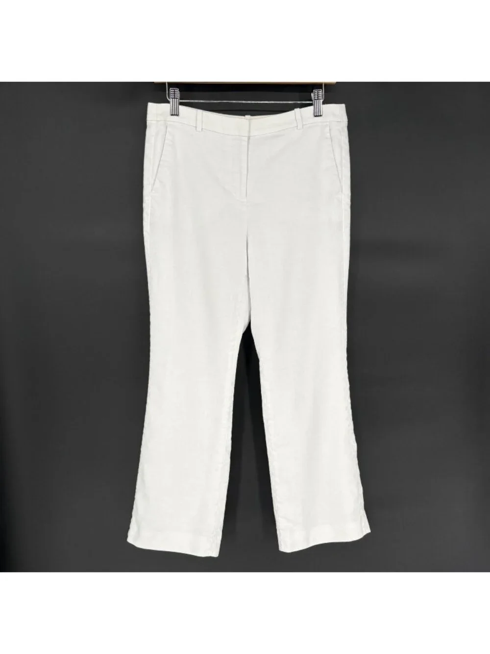 J.Crew Kaya Pants in Stretch Linen Blend Womens 6 White Cropped Kick Flare CI425